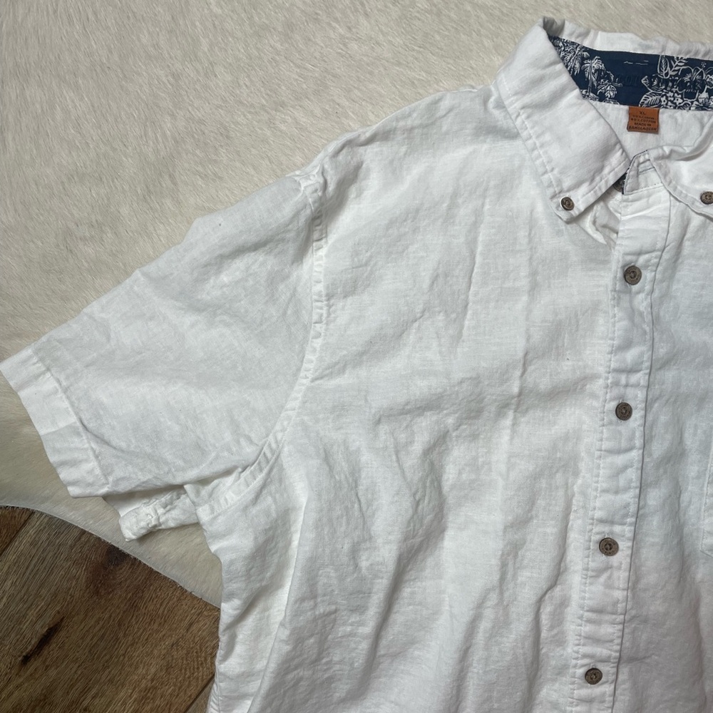 Tailor Vintage Linen coastal boho resortwear Button down short sleeved shirt - Picture 8 of 11